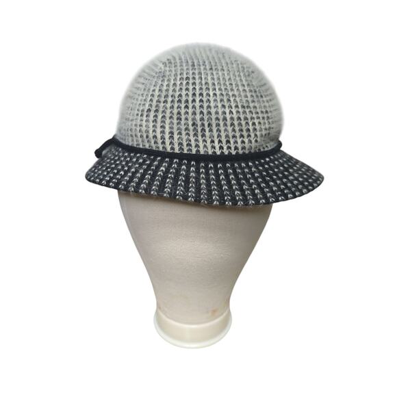 Kangol Design Bucket Hat Black White Made In England Wool-Mohair? Vintage main image 5